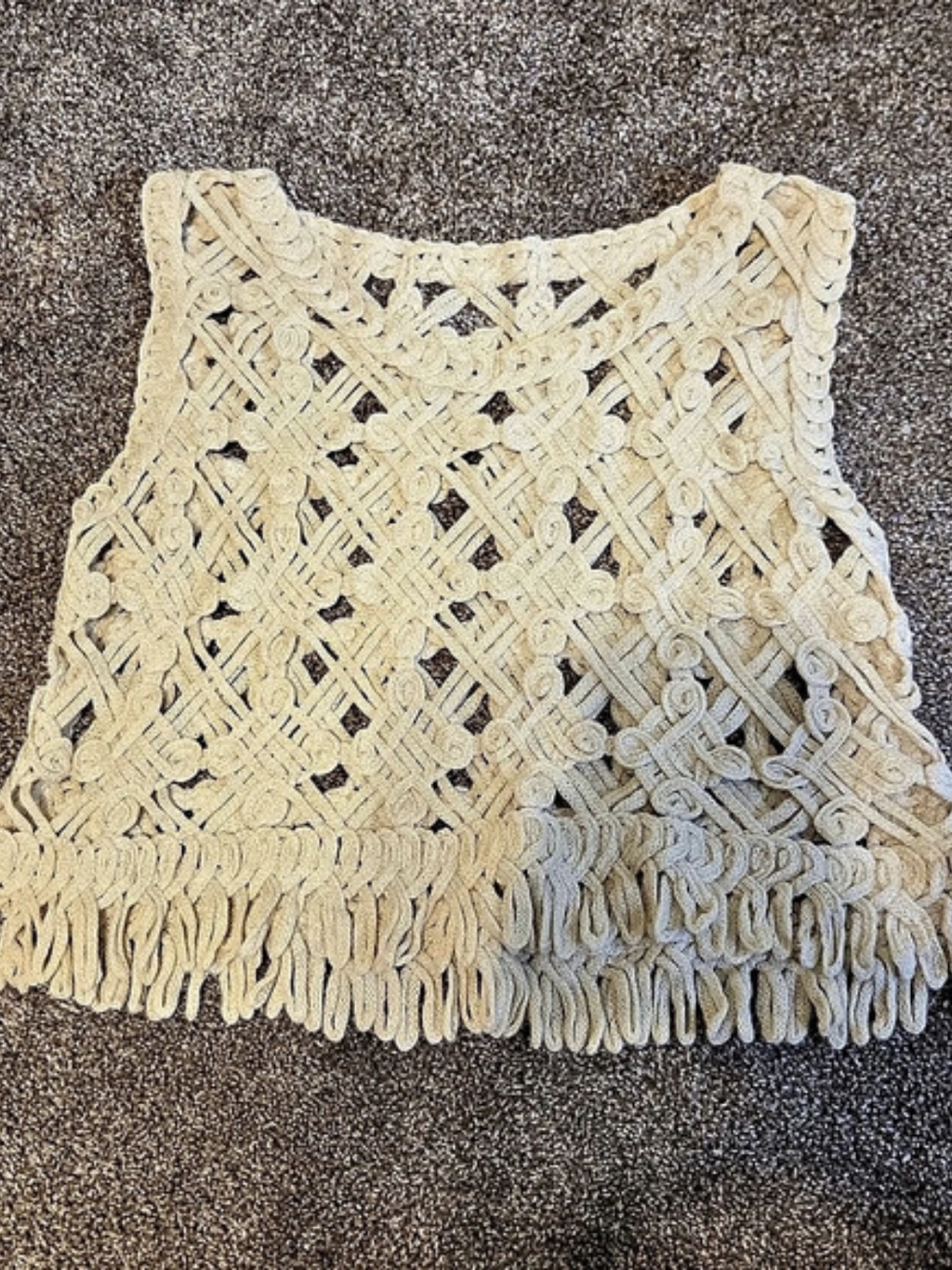 🔴4 For $25🔴 Crochet Fringe Tank Top in Cream